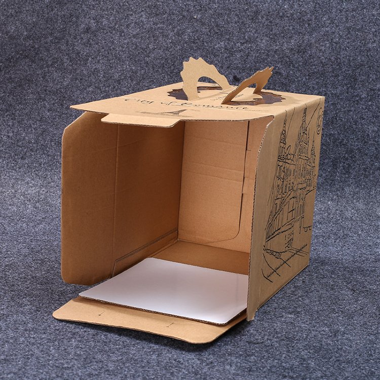 Custom Wholesale Square Cardboard Cake Box Paper with Handle, Window and Cake Board Cake Packaging Paper Card Coated Paper QIMEI