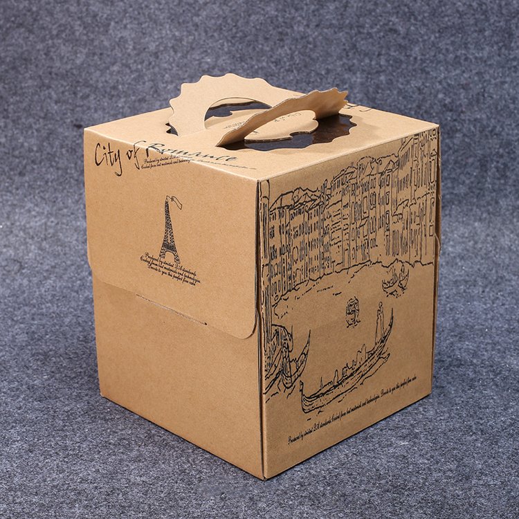 Custom Wholesale Square Cardboard Cake Box Paper with Handle, Window and Cake Board Cake Packaging Paper Card Coated Paper QIMEI