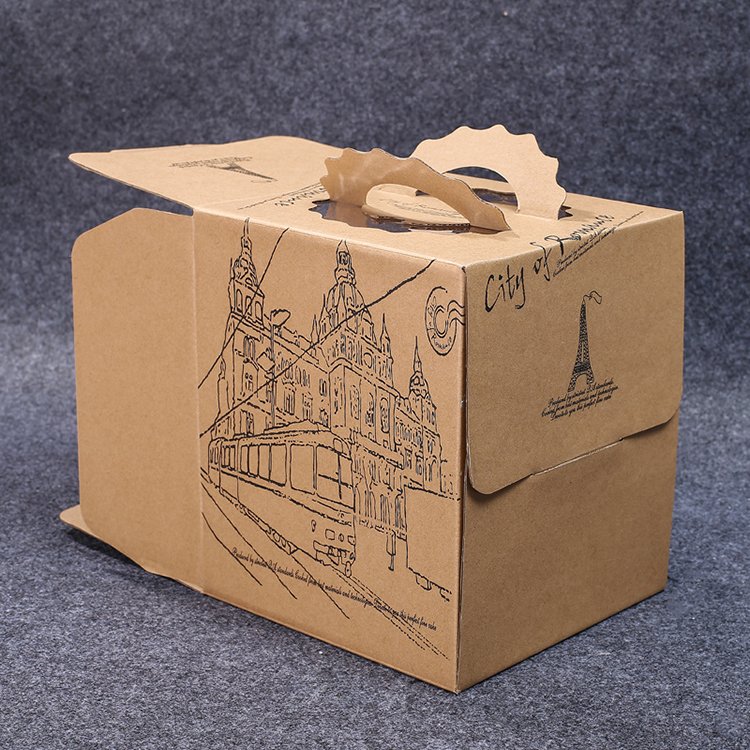 Custom Wholesale Square Cardboard Cake Box Paper with Handle, Window and Cake Board Cake Packaging Paper Card Coated Paper QIMEI