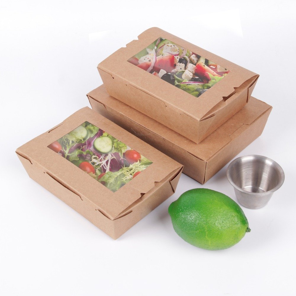 Salad Box with Lid Food Packaging Paper Take Away Salad Box Printed