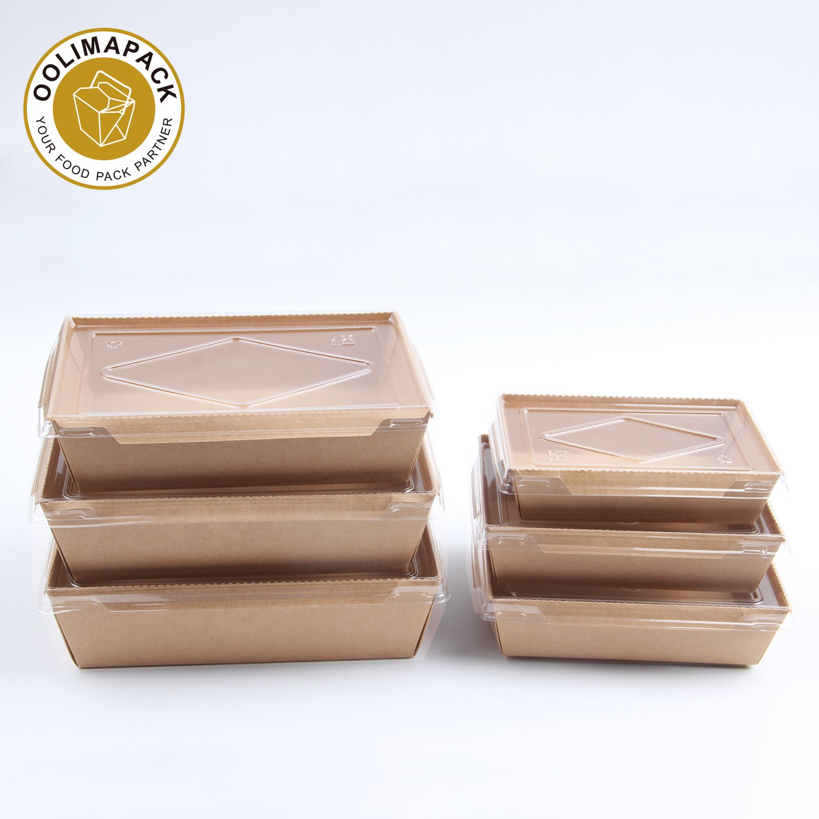 Salad Box with Lid Food Packaging Paper Take Away Salad Box Printed