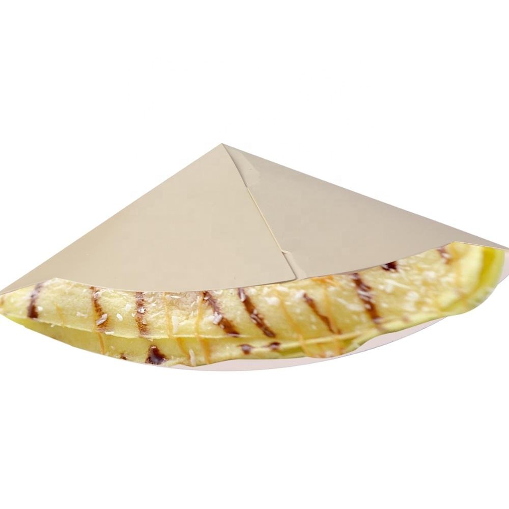 Fast food use packaging custom logo desgin cardboard greaseproof kraft paper crepe cone for takeaways