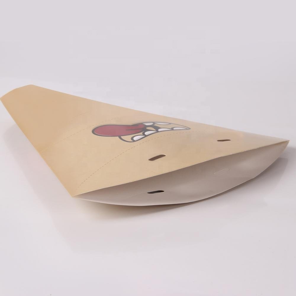 Fast food use packaging custom logo desgin cardboard greaseproof kraft paper crepe cone for takeaways
