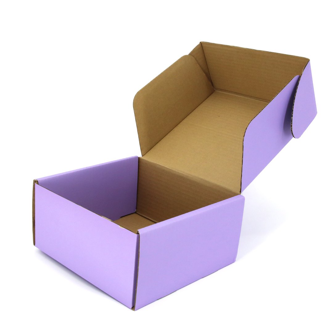 Custom hot gold spoiled logo printed purple gift packaging boxes corrugated paper carton box shipping mailer box