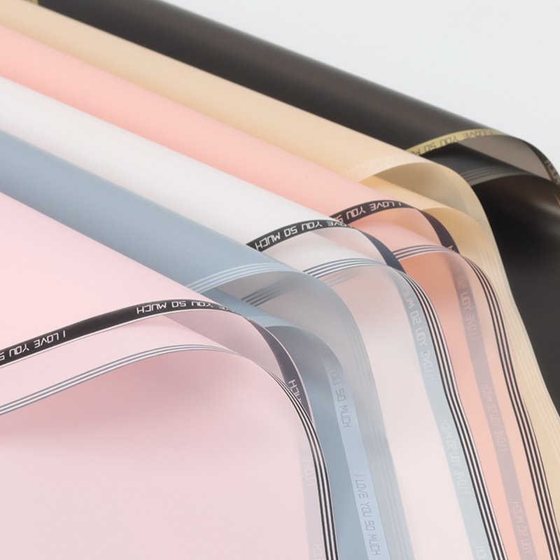 I love you very much striped gold border packaging paper Korean bouquet packaging paper fresh flower gift packaging paper