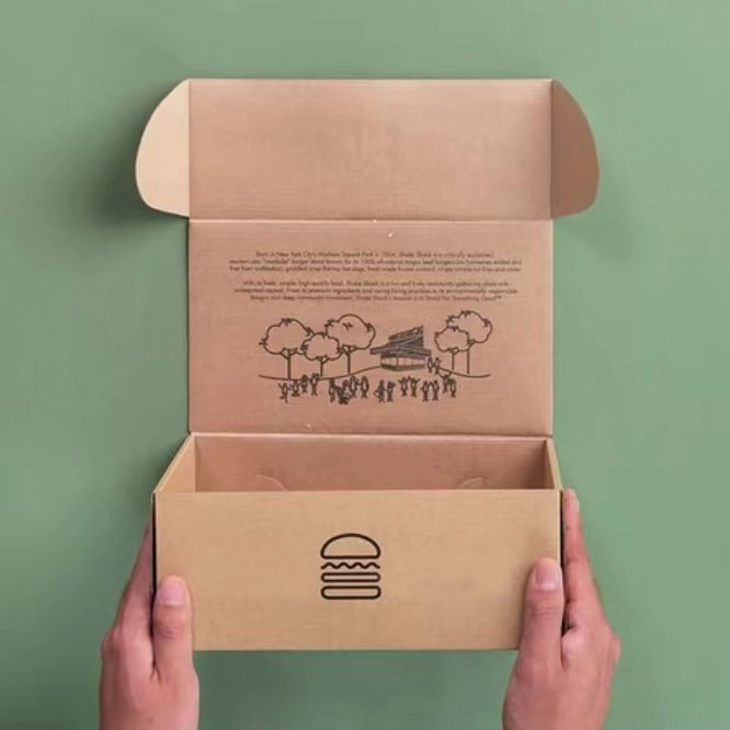 Customized Clam Clamshell Disposable Food Packaging Kraft Paper Foodgrade Fast Food Burger Fry Chicken Hotdog Box