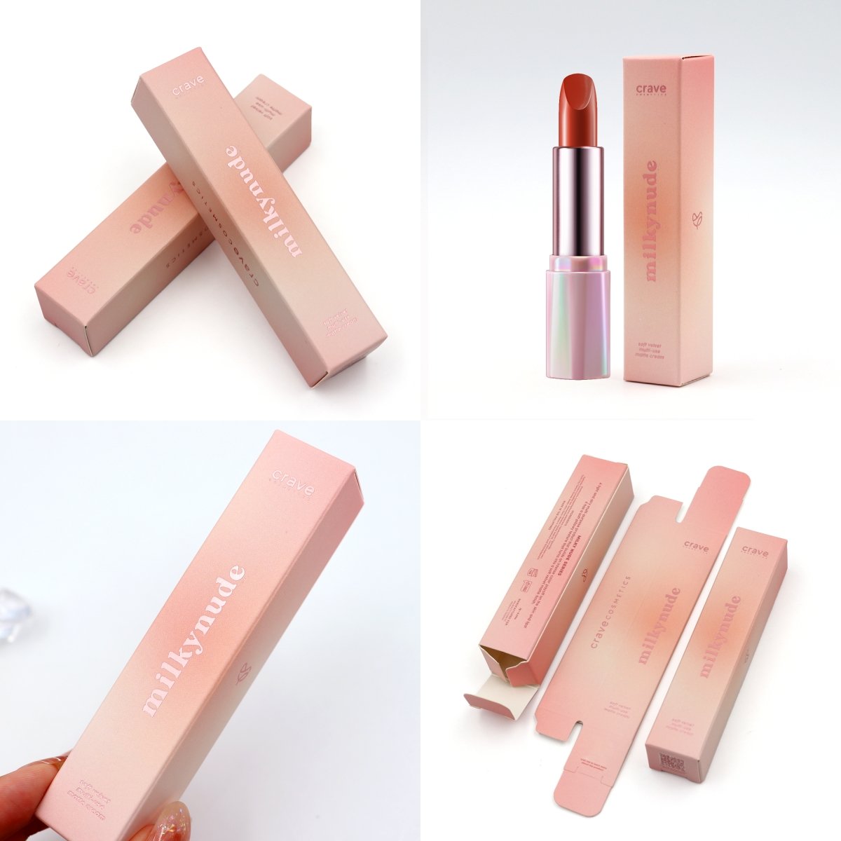 Custom pink empty cosmetic paper packaging makeup / beauty / lipstick cosmetic packaging paper boxes
