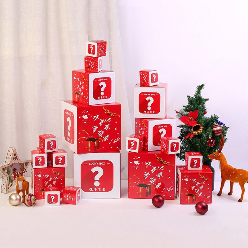 Christmas Custom Design Recycled Big Surprise Folding Paper Electronic Mystery Surprise Blind Box