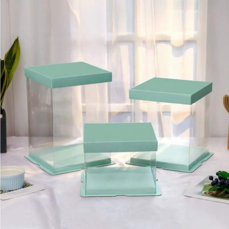 Wedding party 10 inch 12inch paper boxes tall clear cake boxes 12x12x6 with logo