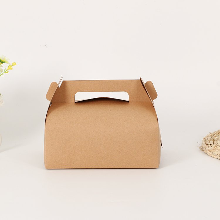 Customizable Foldable Paper Gift Box for Bakery Items Cake Cookie Candy Packaging Handle Small Gable Food Packaging Boxes