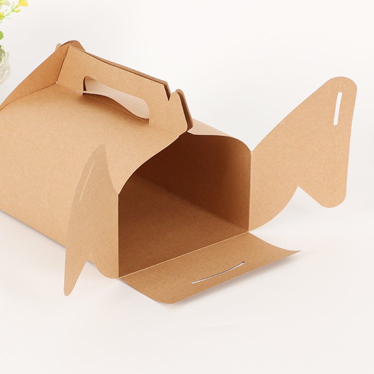 Customizable Foldable Paper Gift Box for Bakery Items Cake Cookie Candy Packaging Handle Small Gable Food Packaging Boxes
