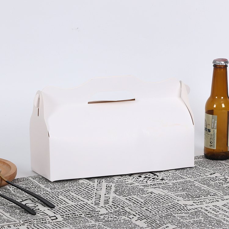 Customizable Foldable Paper Gift Box for Bakery Items Cake Cookie Candy Packaging Handle Small Gable Food Packaging Boxes