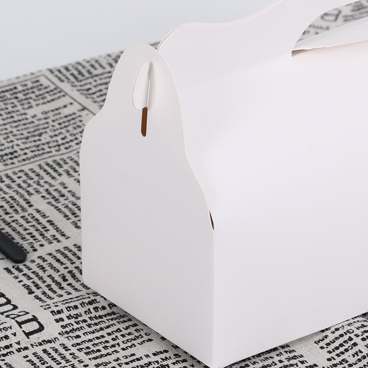 Customizable Foldable Paper Gift Box for Bakery Items Cake Cookie Candy Packaging Handle Small Gable Food Packaging Boxes