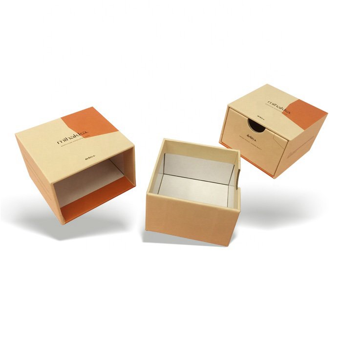 High Quality Luxury Packaging Recycled Sliding Cardboard Paper Packing Gift Drawer Brown Kraft Small Box For Cosmetic Eye Cream