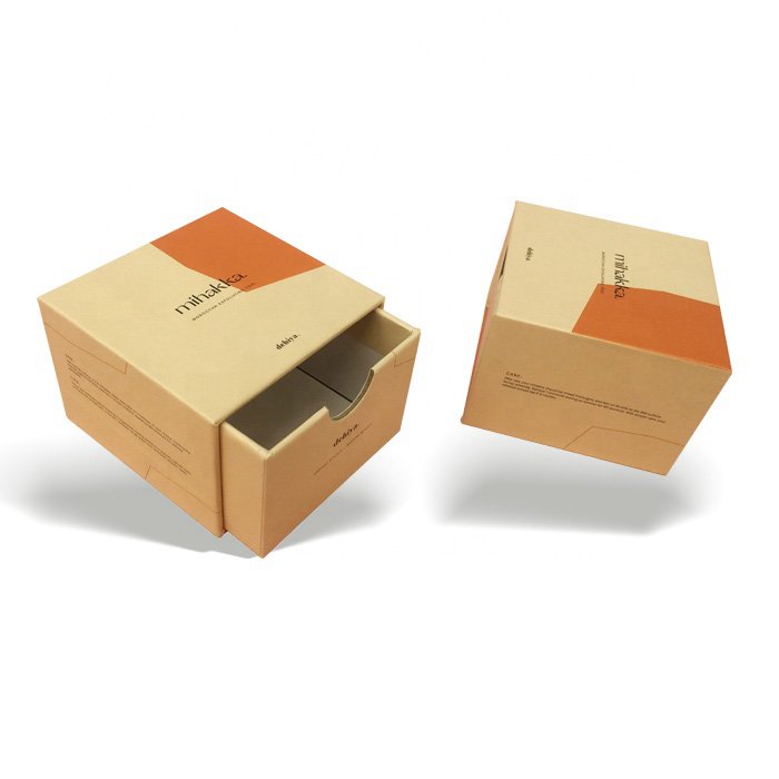 High Quality Luxury Packaging Recycled Sliding Cardboard Paper Packing Gift Drawer Brown Kraft Small Box For Cosmetic Eye Cream