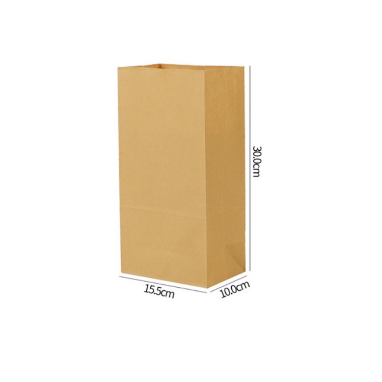 Restaurant Takeaway Disposable French Frries Food Packing Custom Biodegradable Brown Kraft Loaf Bread Paper Bags Without Handle