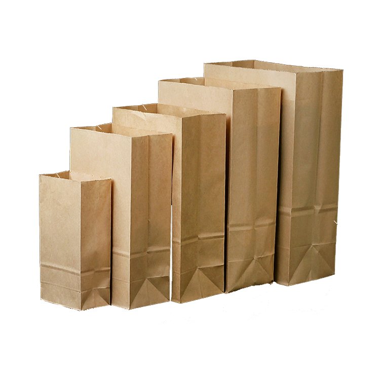 Restaurant Takeaway Disposable French Frries Food Packing Custom Biodegradable Brown Kraft Loaf Bread Paper Bags Without Handle