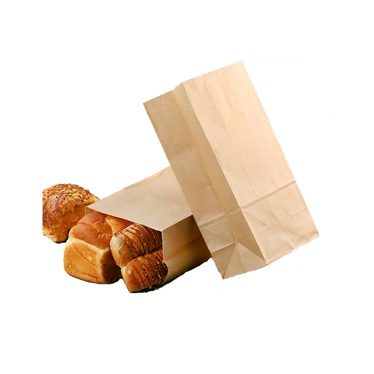 Restaurant Takeaway Disposable French Frries Food Packing Custom Biodegradable Brown Kraft Loaf Bread Paper Bags Without Handle