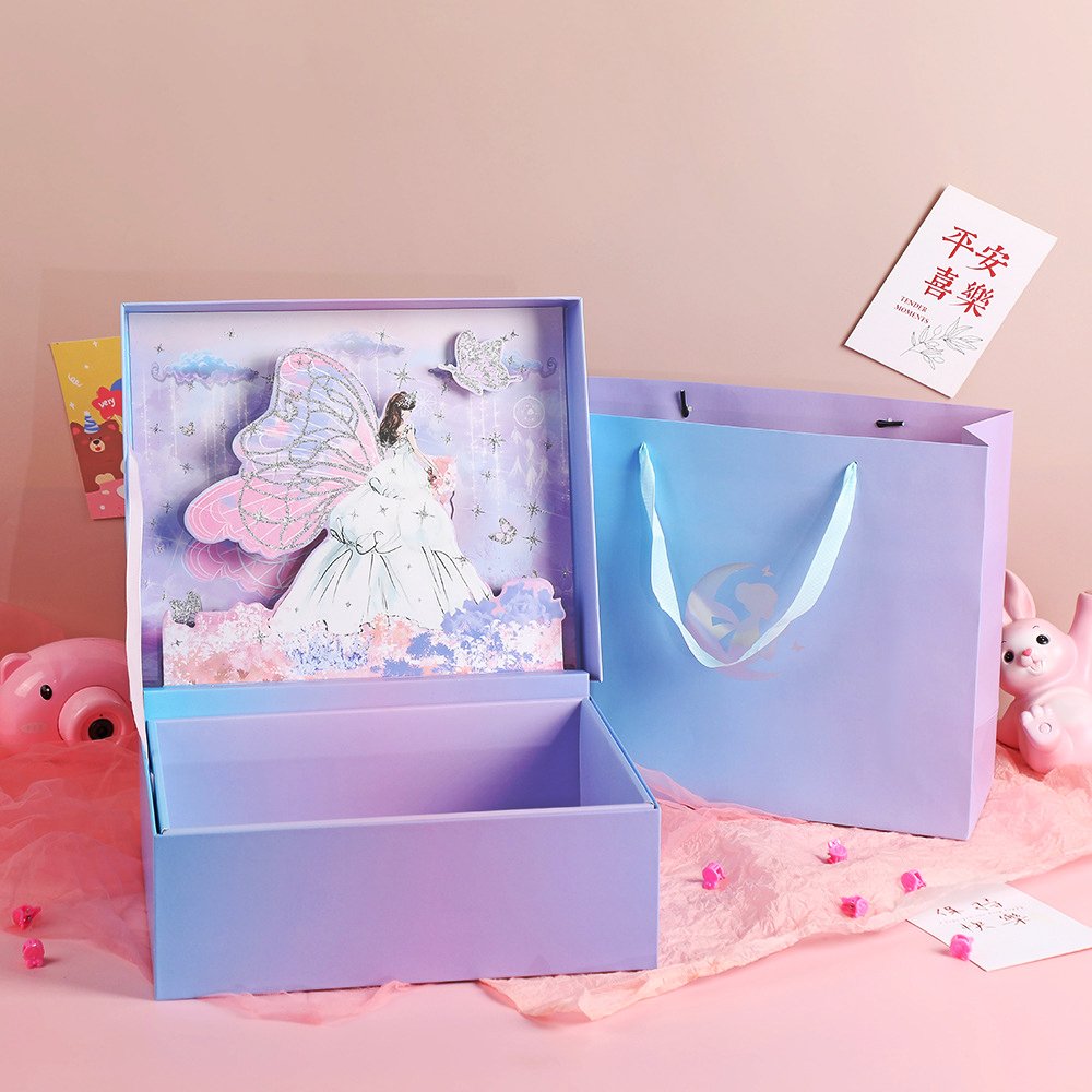 Customized Wenchuang gift box 3D national tide anime style New Year packaging companion gift flip three-dimensional gift box