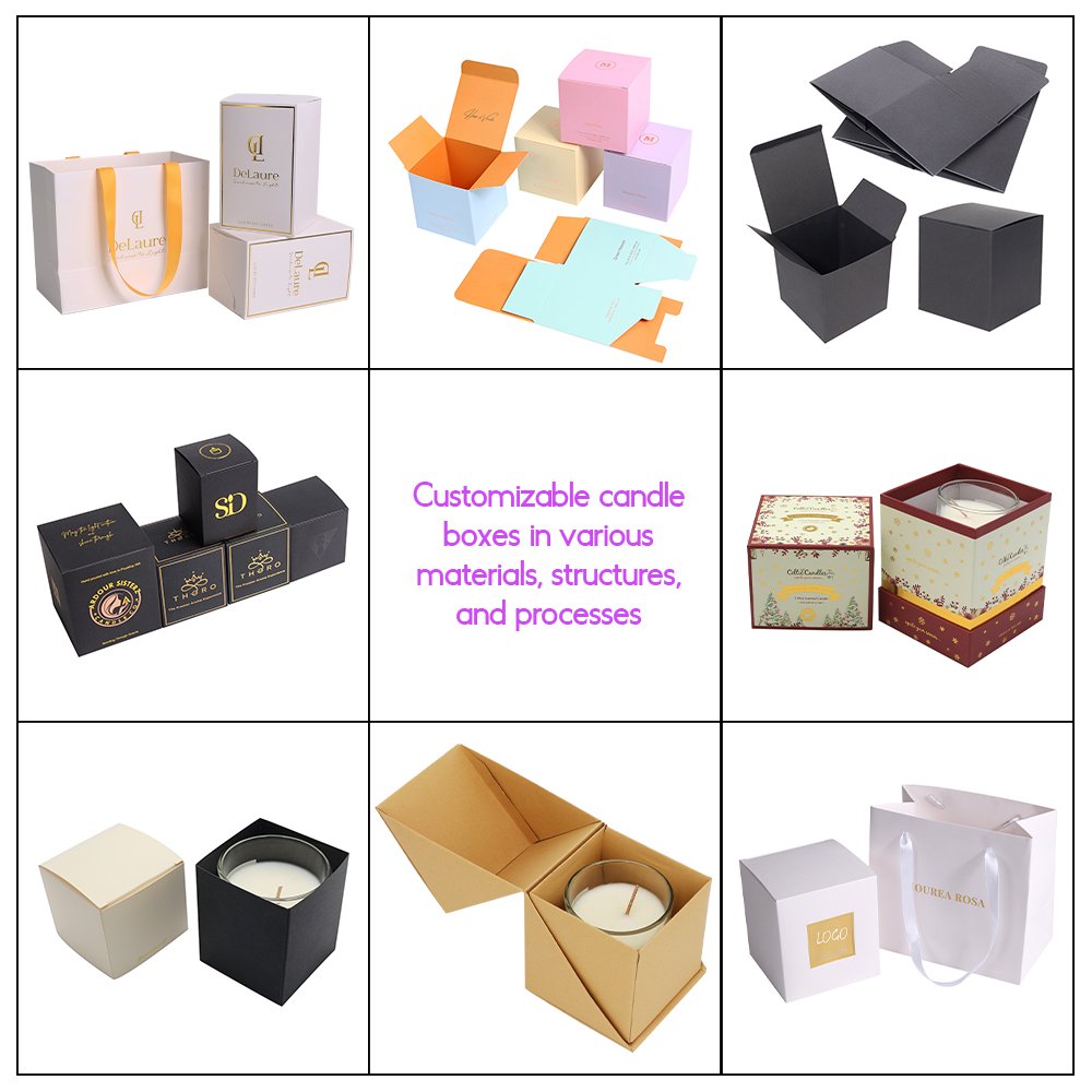 Square paper Cosmetic Candle packaging Gift Box Eco Friendly packaging For Candles Candle packaging With Embossed