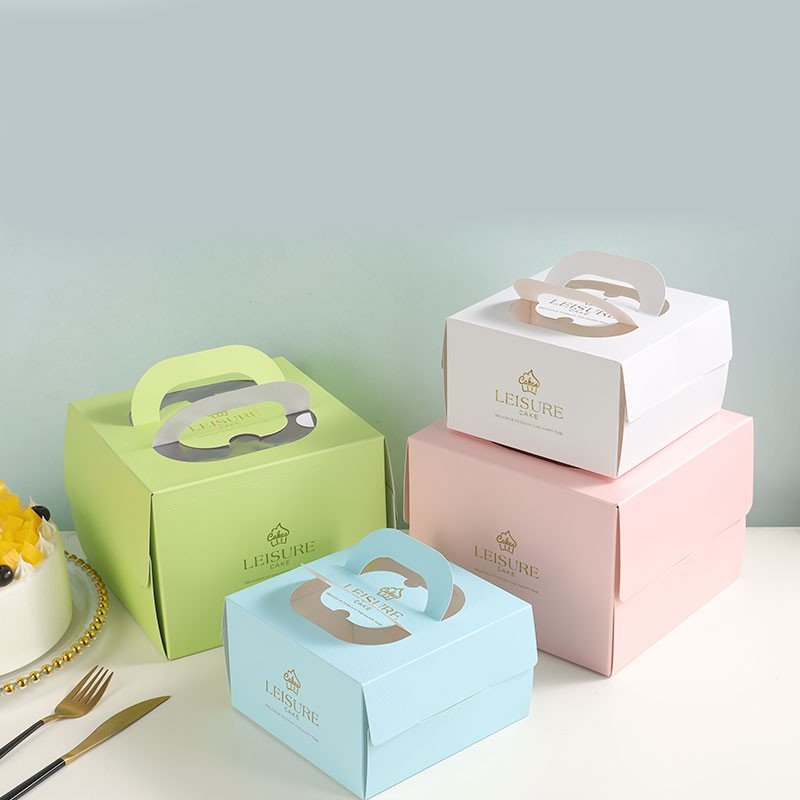 Wholesale Large Transparent Windows Birthday Cupcake Packaging Paper Cake Box With Handle