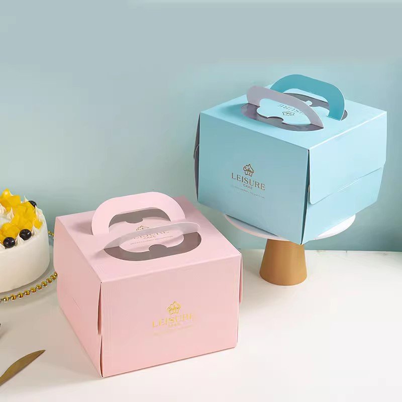 Wholesale Large Transparent Windows Birthday Cupcake Packaging Paper Cake Box With Handle