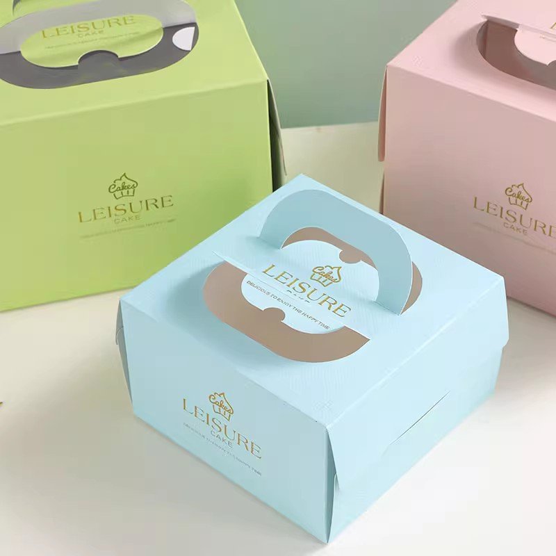 Wholesale Large Transparent Windows Birthday Cupcake Packaging Paper Cake Box With Handle