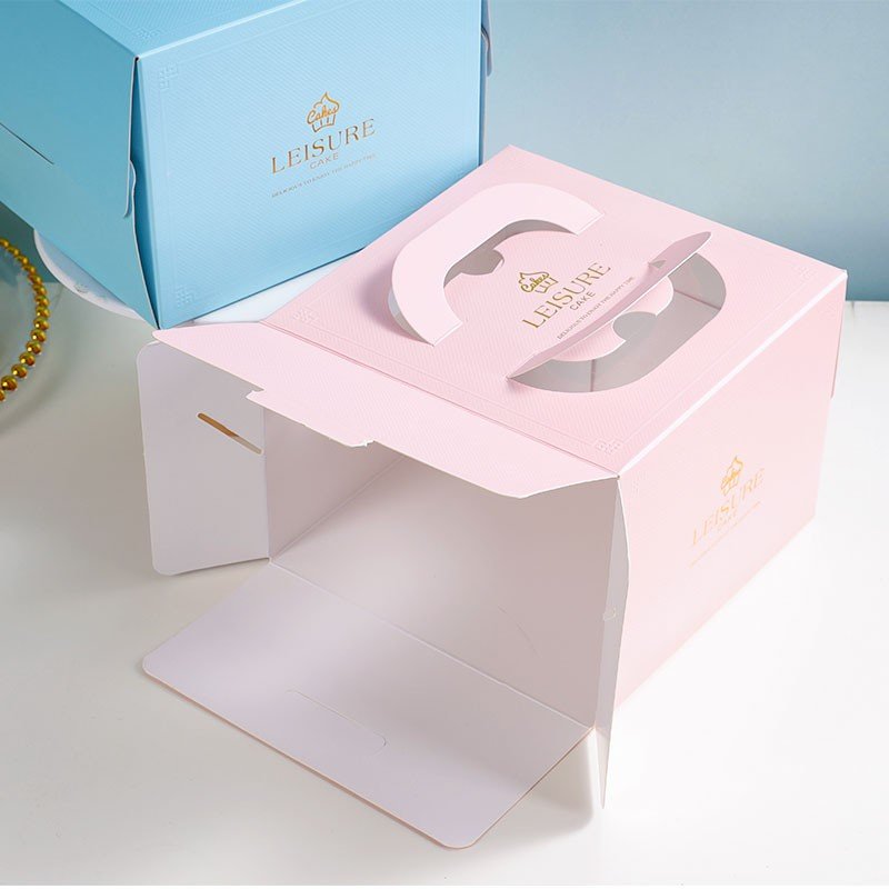 Wholesale Large Transparent Windows Birthday Cupcake Packaging Paper Cake Box With Handle