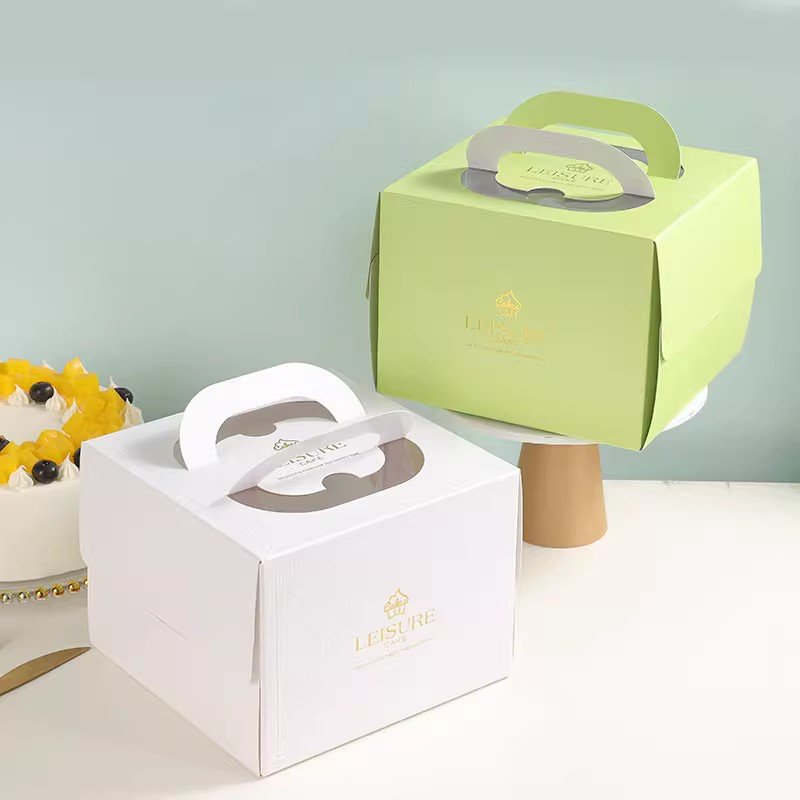 Wholesale Large Transparent Windows Birthday Cupcake Packaging Paper Cake Box With Handle