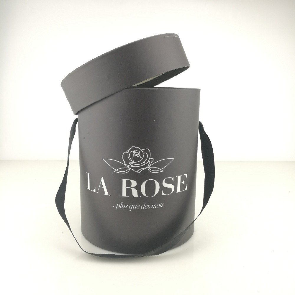 Paper Round Flower Box Paper Packaging Box with Handles Creative Paperboard Recyclable Gift & Craft Eco Friendly 300 Pcs Accept