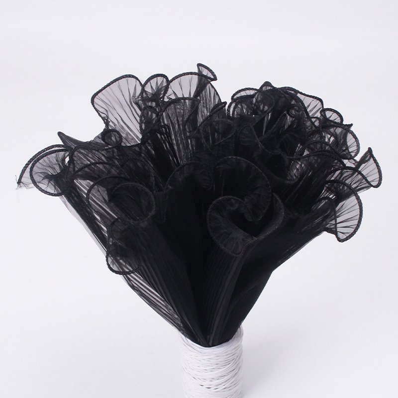 Korean bouquet flowers ruffled wrapping material decorative bags mesh wrapping paper crimped pearl mesh wholesale