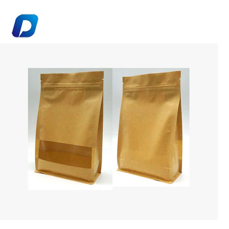 Shenzhen Factory Side Gusset Kraft Paper Flat Square Bottom Coffee Packaging Bag With Zipper