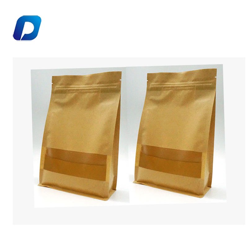 Shenzhen Factory Side Gusset Kraft Paper Flat Square Bottom Coffee Packaging Bag With Zipper