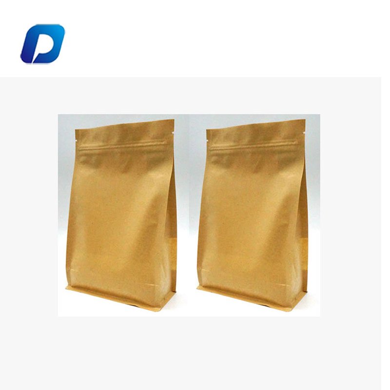 Shenzhen Factory Side Gusset Kraft Paper Flat Square Bottom Coffee Packaging Bag With Zipper