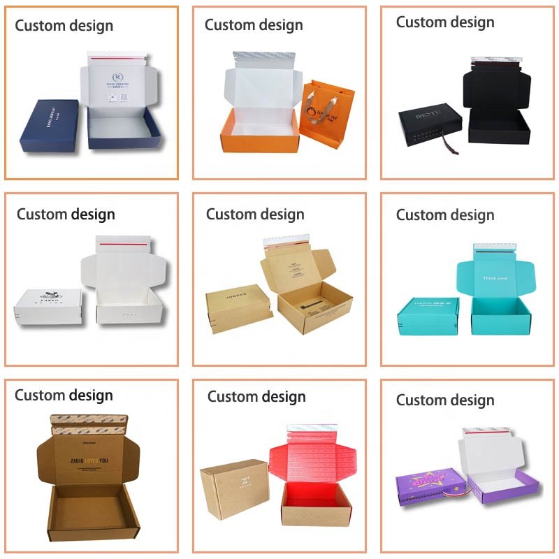 Recycled Cardboard Zipper Tear Strip Packaging Mailer Shipping Box Custom Logo Print Corrugated Paper Boxes