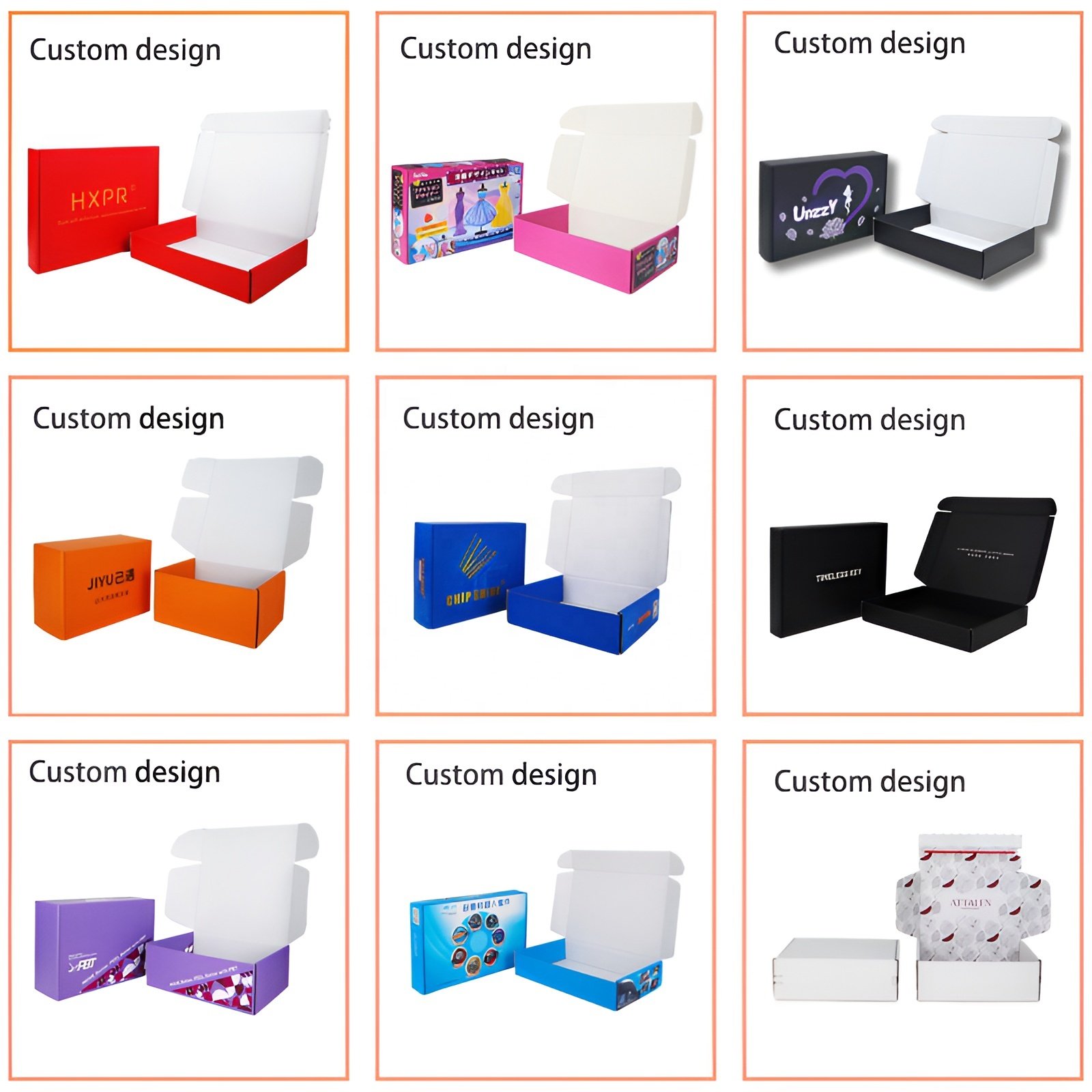 Recycled Cardboard Zipper Tear Strip Packaging Mailer Shipping Box Custom Logo Print Corrugated Paper Boxes