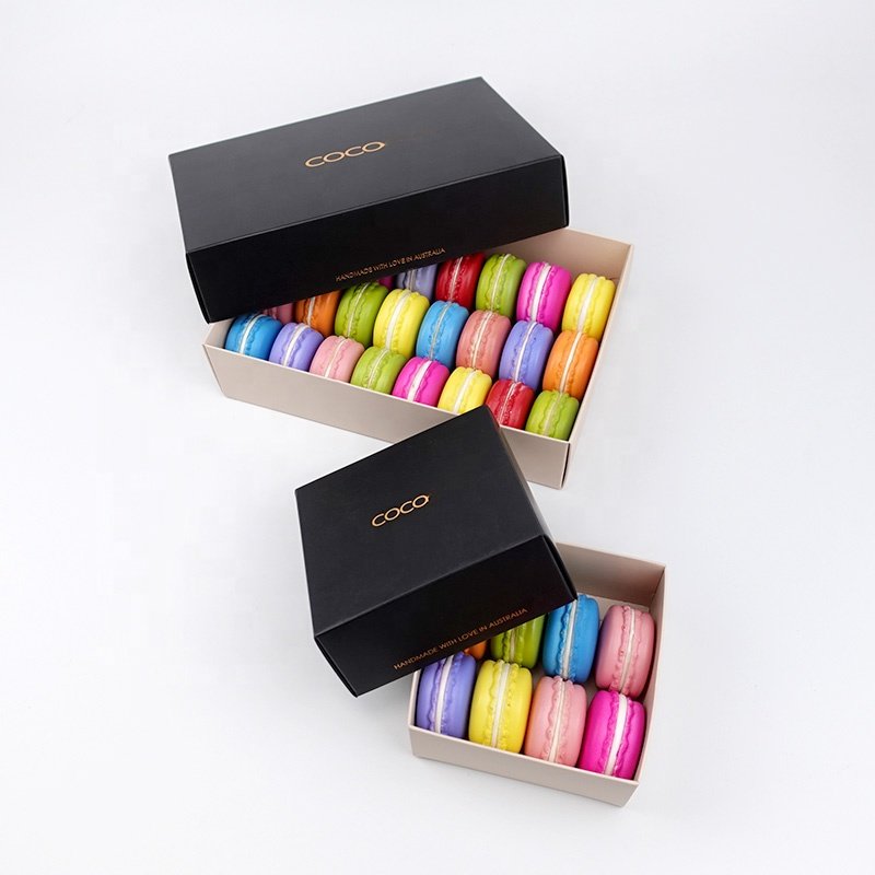 Custom printed macaron paper gift box bakery cookie chocolate donuts recyclable packaging boxes