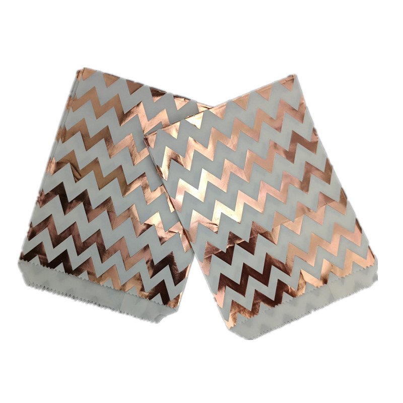 Factory Hot Sale kraft paper bag candy cookie recycled brown high quality food packaging bronzing stripe dots gift bag