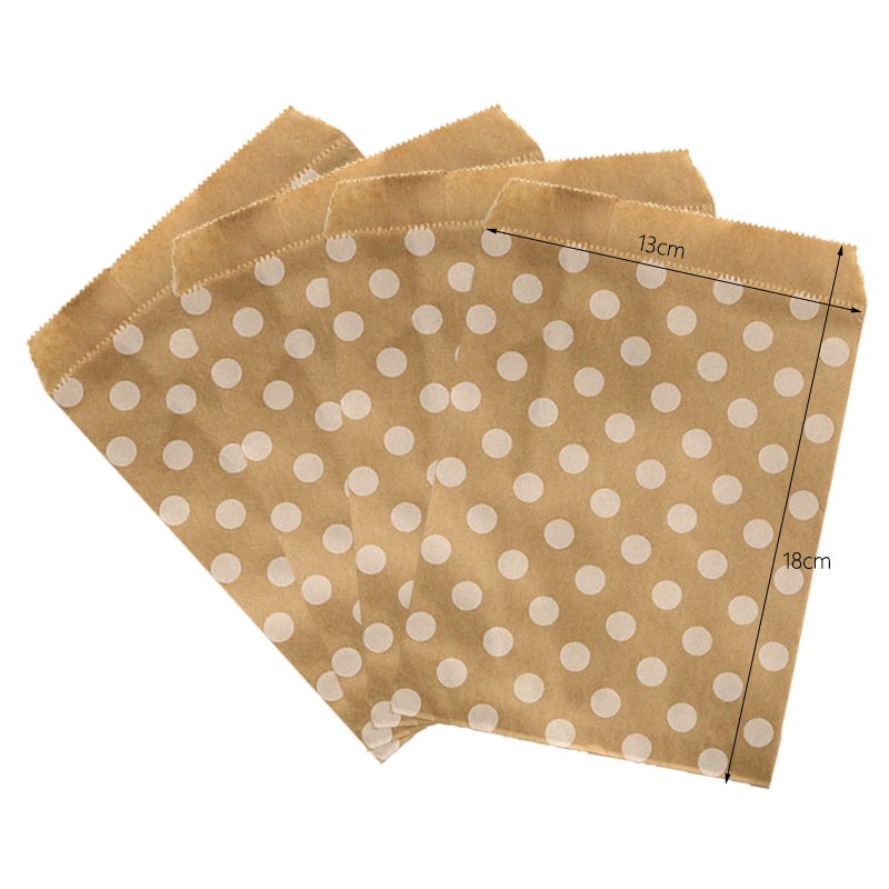 Factory Hot Sale kraft paper bag candy cookie recycled brown high quality food packaging bronzing stripe dots gift bag