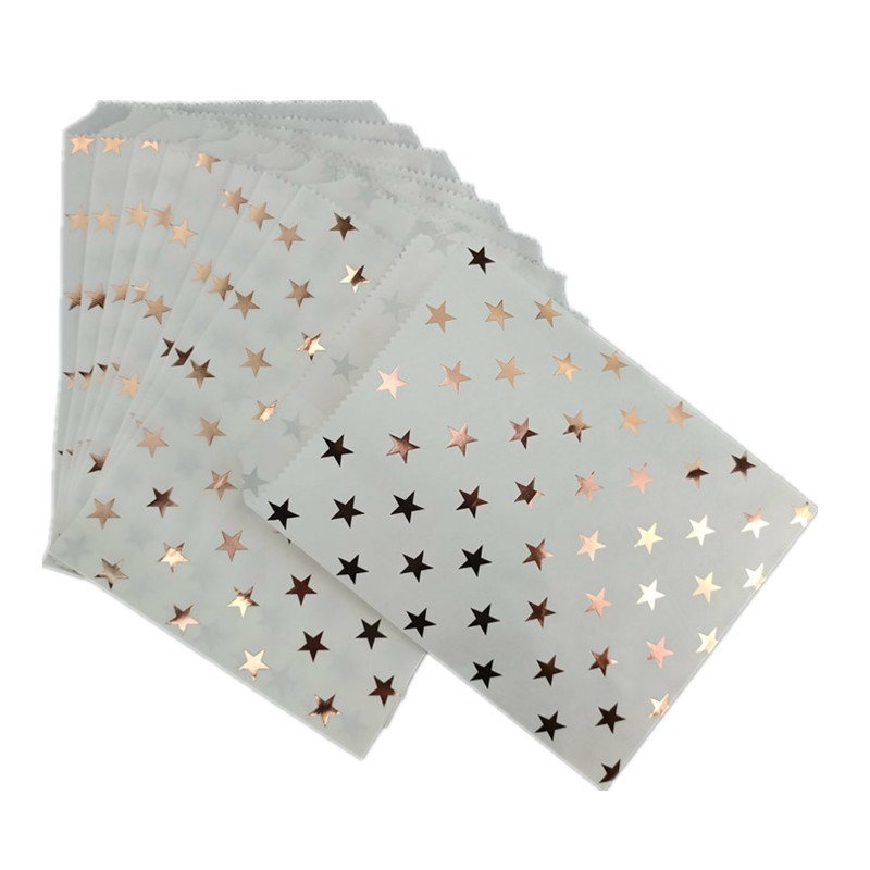 Factory Hot Sale kraft paper bag candy cookie recycled brown high quality food packaging bronzing stripe dots gift bag