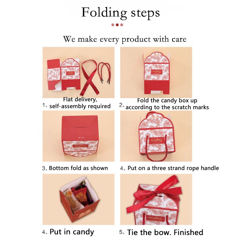 New Wedding Sugar Box Portable Gift Box with Handle Candy Packaging for Wedding Party Dessert Wrapping