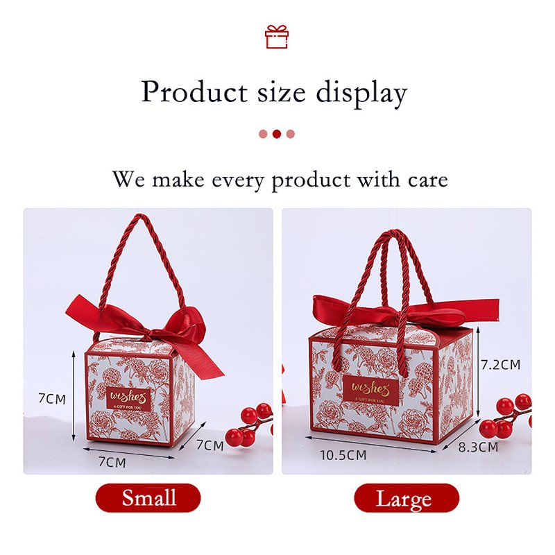 New Wedding Sugar Box Portable Gift Box with Handle Candy Packaging for Wedding Party Dessert Wrapping