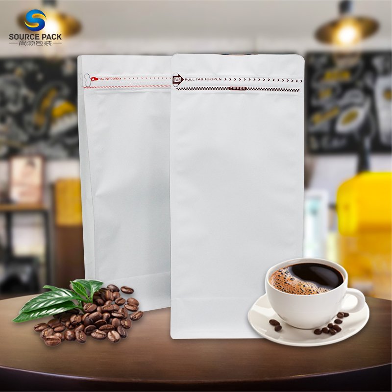 Custom Printed 250g 500g Eight Side Seal Coffee Pouch Coffee Packaging Bags Coffee Bags With Valve And Zipper