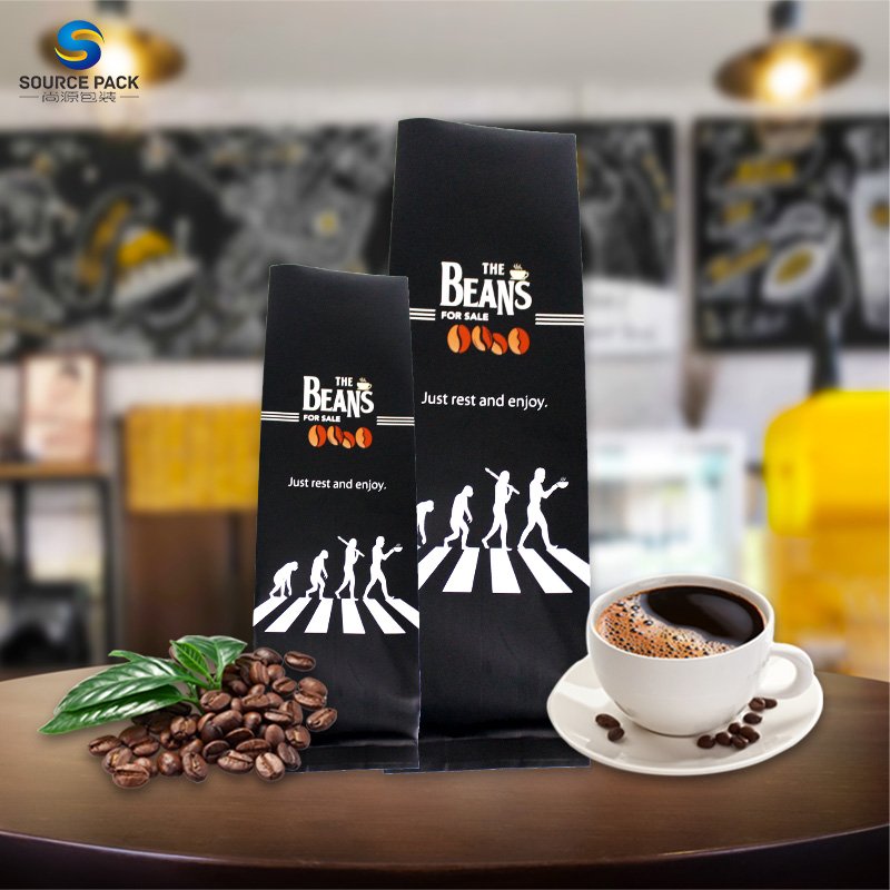 Custom Printed 250g 500g Eight Side Seal Coffee Pouch Coffee Packaging Bags Coffee Bags With Valve And Zipper