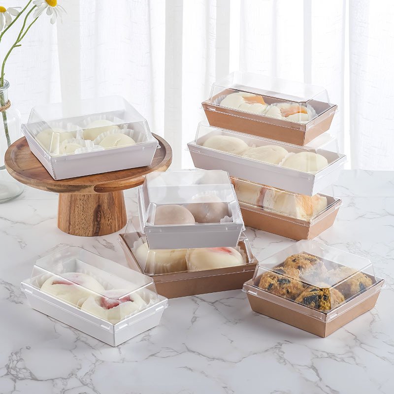 Pastry box for small desserts plastic dessert donuts take away clear plastic dessert box packaging