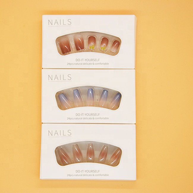 Recyclable Biodegradable cosmetic packaging paper box custom box with logo for Press On Nails empty box