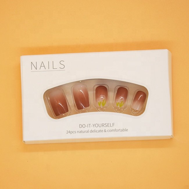 Recyclable Biodegradable cosmetic packaging paper box custom box with logo for Press On Nails empty box