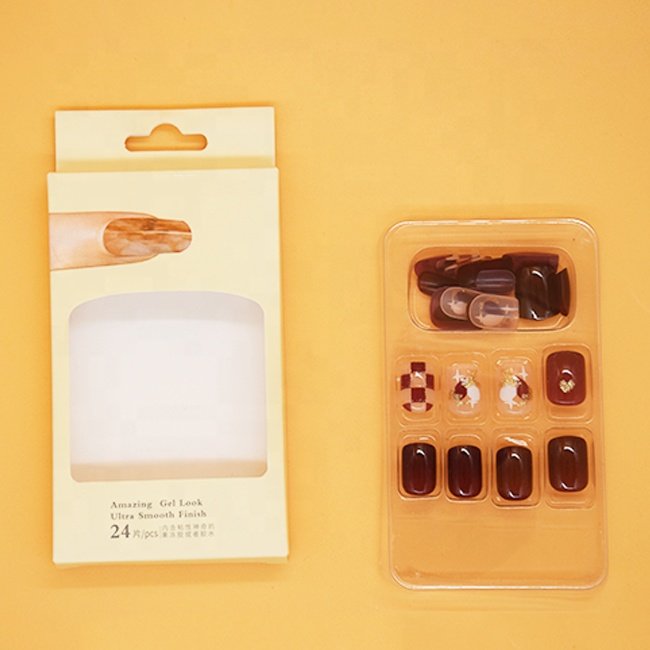 Recyclable Biodegradable cosmetic packaging paper box custom box with logo for Press On Nails empty box