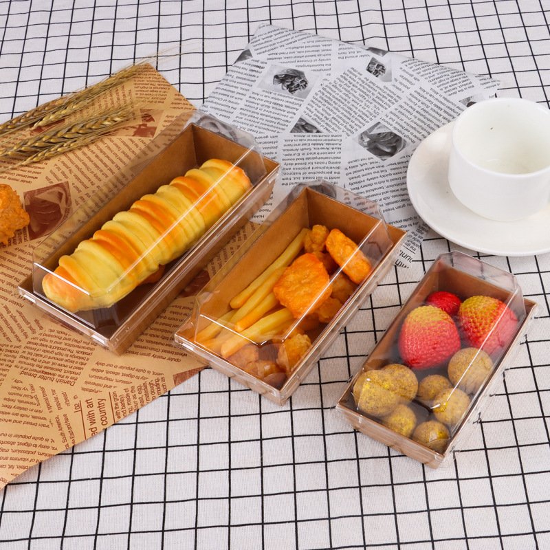 Eco Friendly Poplar Wooden Bottom Clear Lid Packaging Bakery Cake Sushi Lunch Box