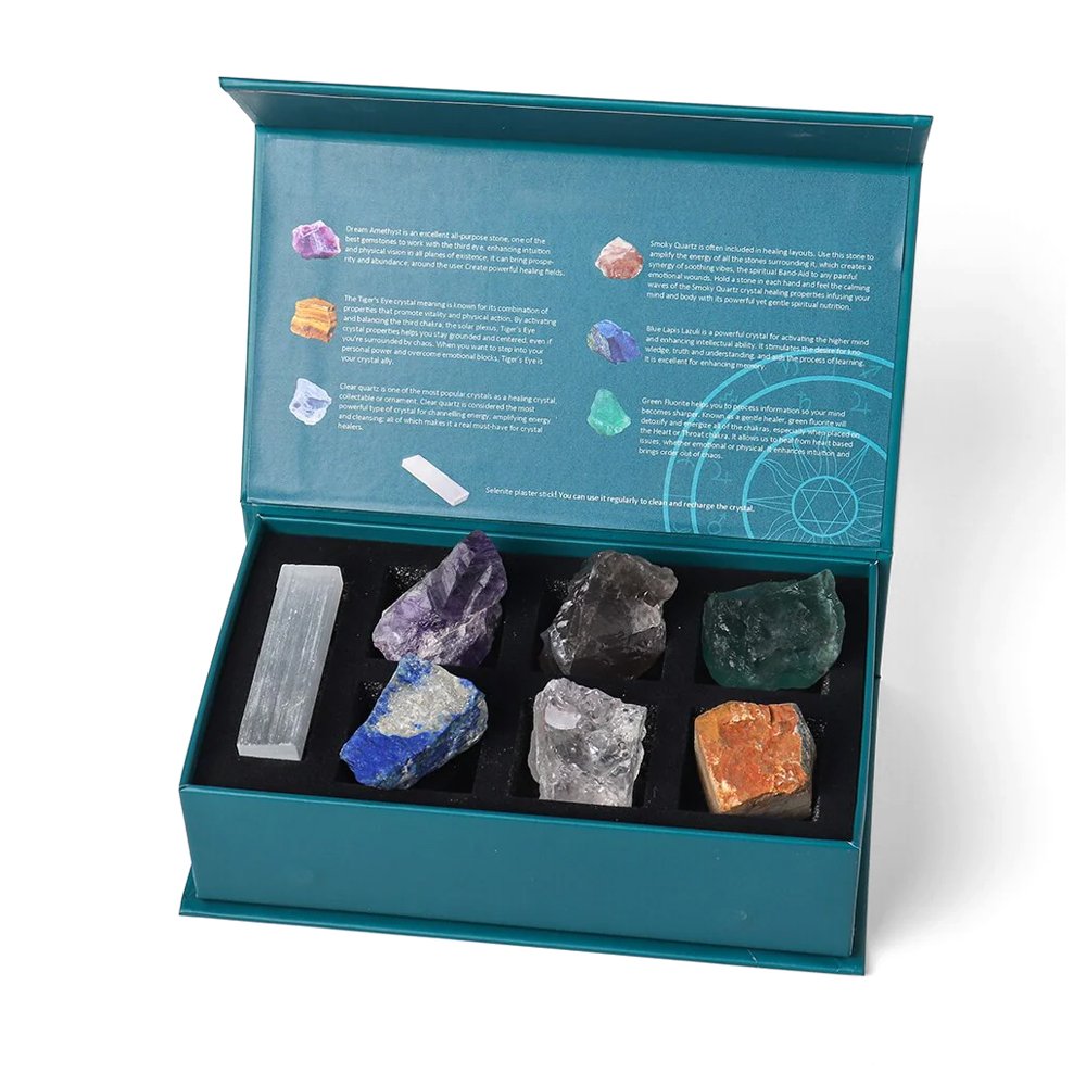 Custom Logo luxury Cardboard Paper Healing Zodiac Crystal Gift Box Packaging With Foam Insert For Crystals